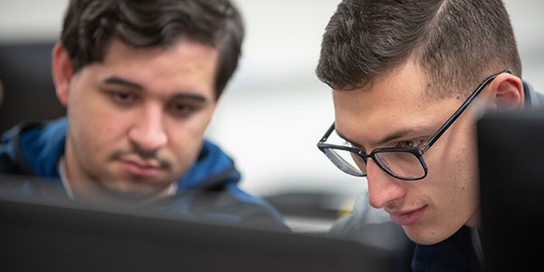 Biomedical engineering students working in the lab at The University of Akron