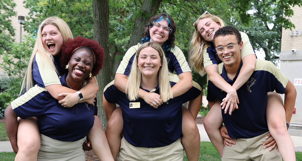 Student leaders having fun on campus