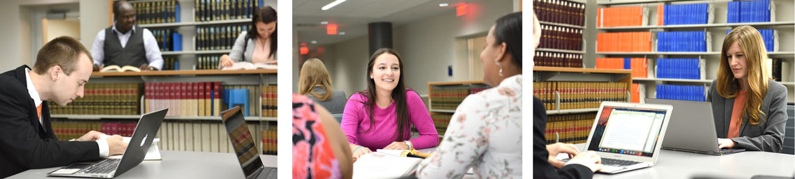 Students in the University of Akron School of Law library