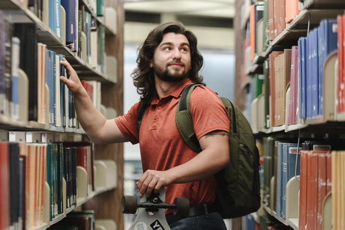 University of Akron Student in Bierce Library